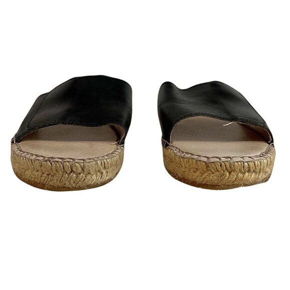 GAIMO ESPADRILLES BLACK LEATHER STRAP SLIP ON SANDALS - 10,5 - Picture 2 of 10